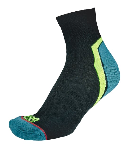 1000 Mile - Heren Actieve Kwart Repreve Gevoerde Sokken met Platte Teenzijde - Zwart / Teal - Image 1
