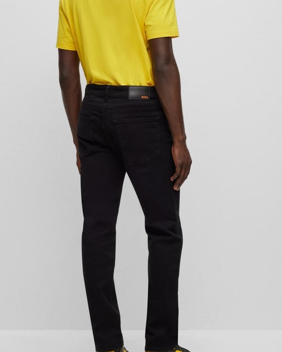 BOSS Orange Re.Maine Heren Regular Fit Jeans in Stay-Zwart Comfort Stretch Denim - Image 3