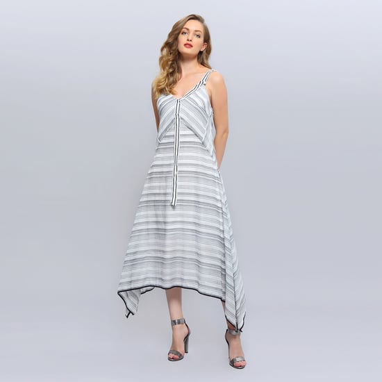 Diagonale strepen strappy midi jurk - Image 3