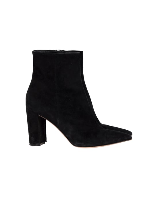 Gianvito Rossi Pointed-Toe Ankle Boots in Black Suede - Image 1