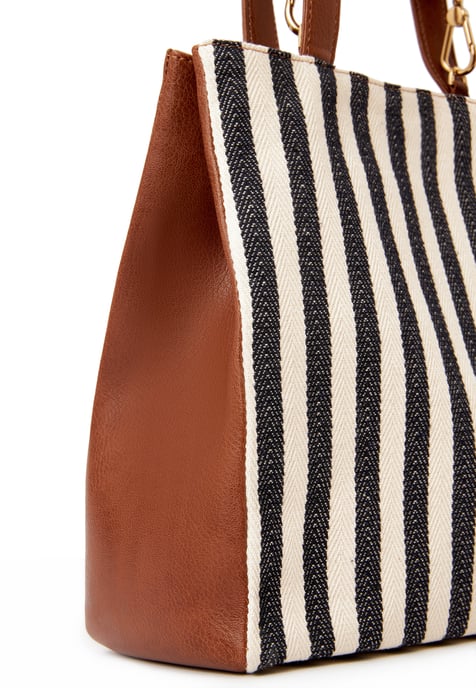 Striped Tote Bag - Navy Blue