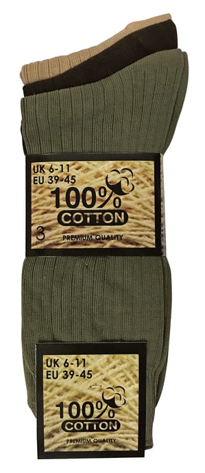 Set van 6 geribbelde, ademende herensokken van 100% katoen - Bruin - Image 2