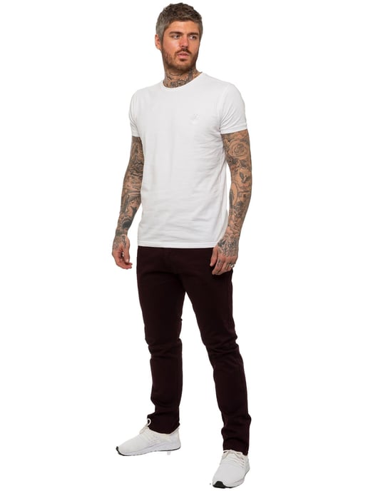 Enzo | Heren Slim Fit Stretch Chino Jeans - Bordeaux - Image 6