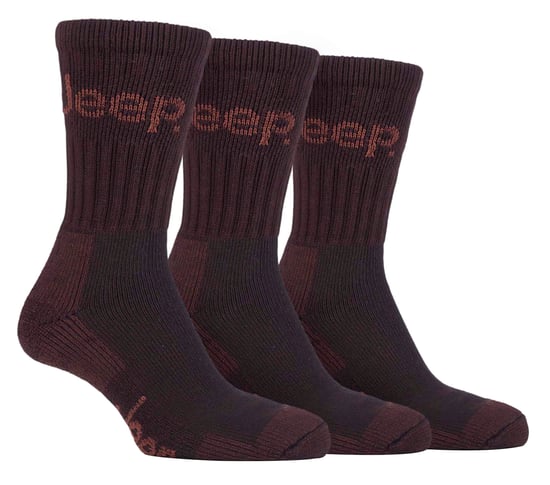 Heren 3 paar Jeep Cushion Sole Hiking werksokken - Bruin - Image 1