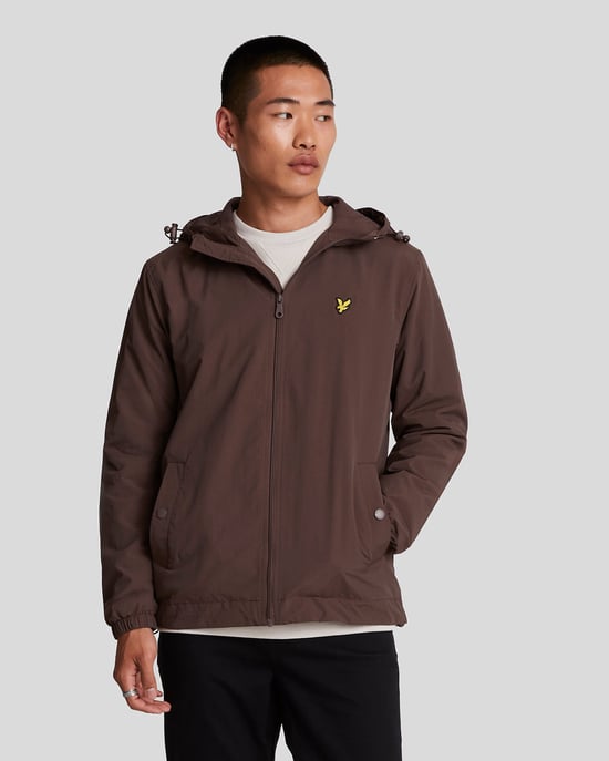 Heren Zip Door Capuchonjack in Bruin - Image 1