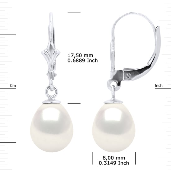 DIADEMA - Earrings - White Gold and Real Freshwater Pearls