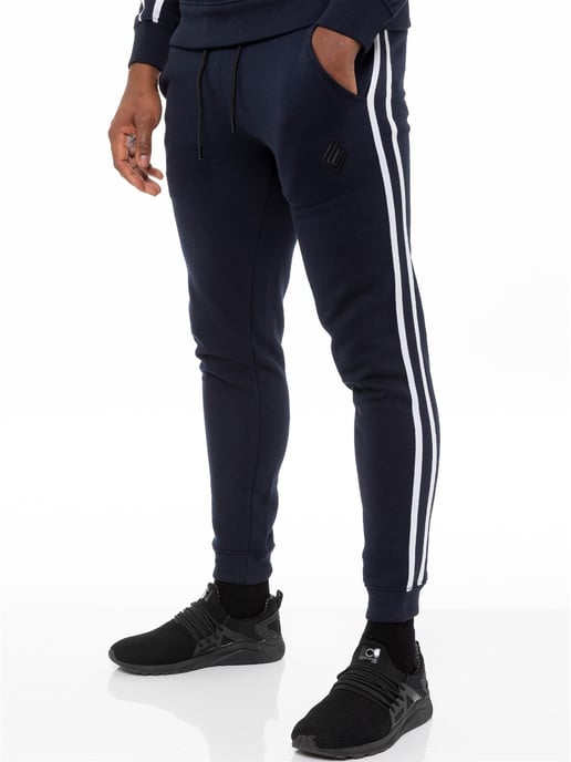 Enzo | Heren Zip Up Tape Hoodie Tracksuit Set - Navy - Image 5