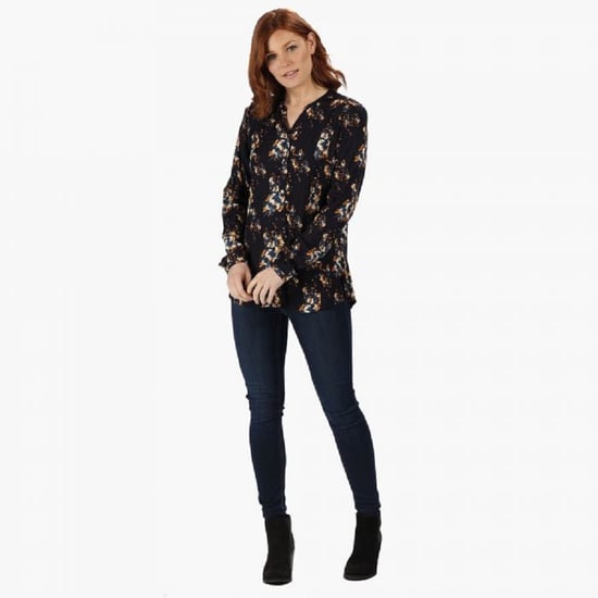 Regatta Groot buitenshuis Vrouwen/dames Makala Bedrukt shirt met lange mouwen (Marine Bloemen) - Image 3