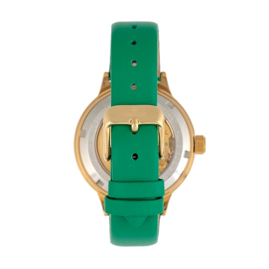 Empress Alice Automatic MOP Skeleton Dial Leather-Band Watch