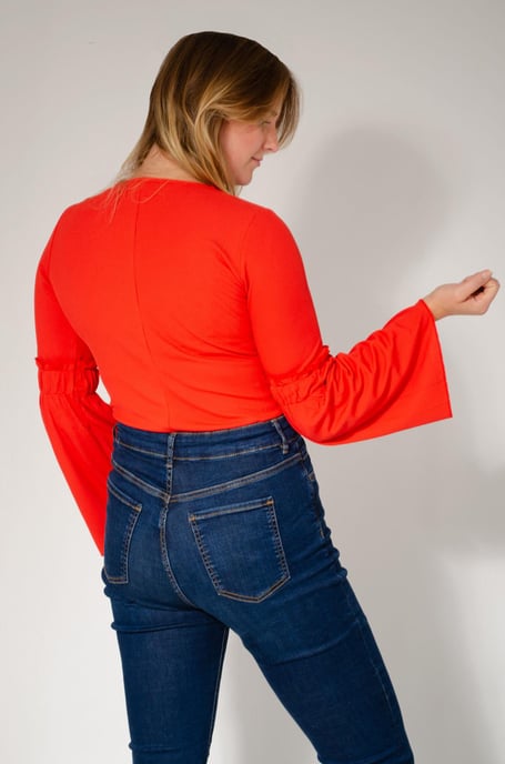 Ribbed Trumpet Sleeve Top
