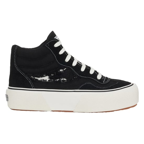 Superga Dames/Dames 3141 Revolley Swallowtail Ripped Mid Cut Trainers (Zwart/Wit Avorio) - Image 1