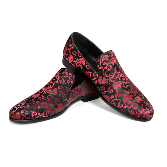 Heren Penny Loafers met Elegante Jacquard Rood - Image 1