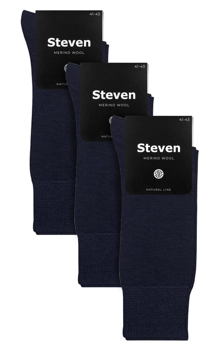 Steven - Heren 3 Paar Originele Merino Wollen Sokken | Lichtgewicht Boot Sokken - Marine - Image 2