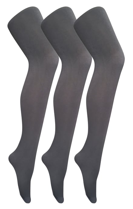 3 paar dames gekleurde ondoorzichtige 80 denier panty's - Houtskool - Image 1