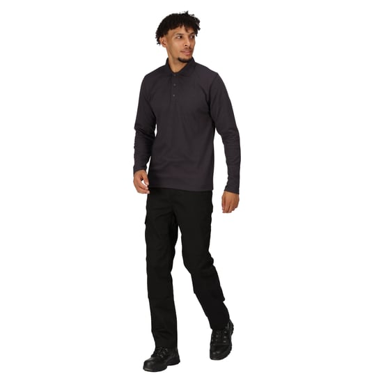 Regatta Mens Pro Long-Sleeved Polo Shirt (Seal Grey)