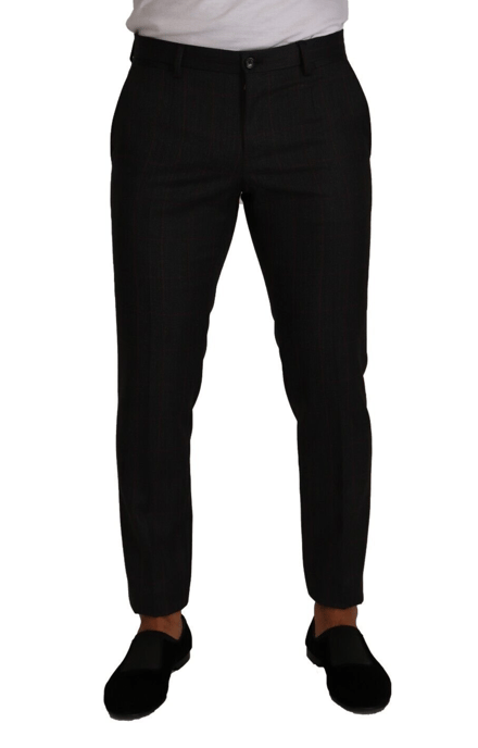 Dolce & Gabbana Heren Grijze Geruite Wol Formele Broek Dress Pants - Image 1