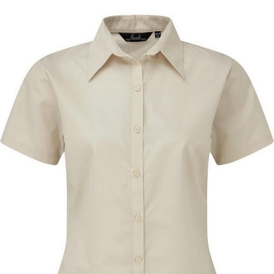 Premier Popeline blouse met korte mouwen / Gewoon werkoverhemd (Natuurlijk) - Image 2