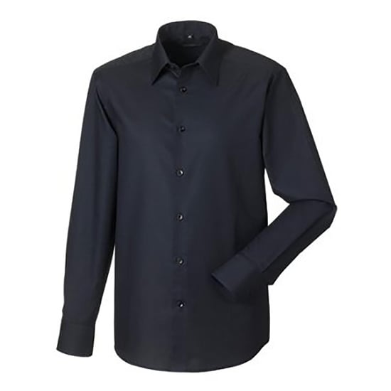 Russell Collectie Heren Lange Mouw Easy Care op maat gemaakt Oxford Shirt (Zwart) - Image 2