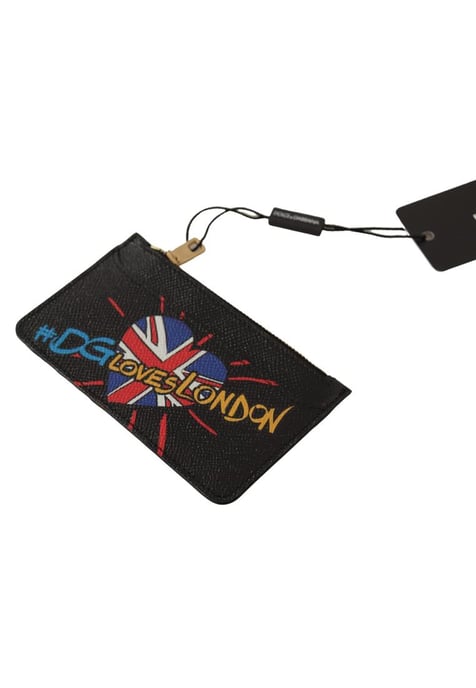 Dolce & Gabbana Women's Black Leather #DGLovesLondon Cardholder Coin Case Wallet