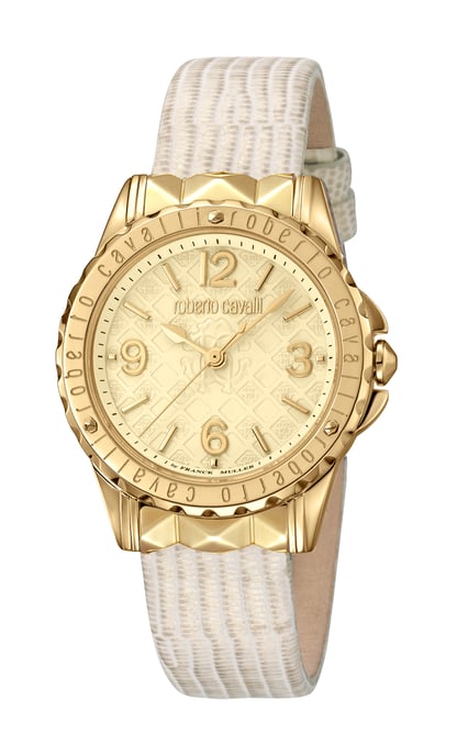 Roberto Cavalli Women's Champagne Dial Beige Leather Watch