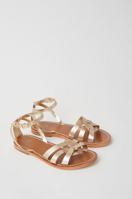 Wide Fit Leather Jaleesa Woven Flat Sandals - Image 3