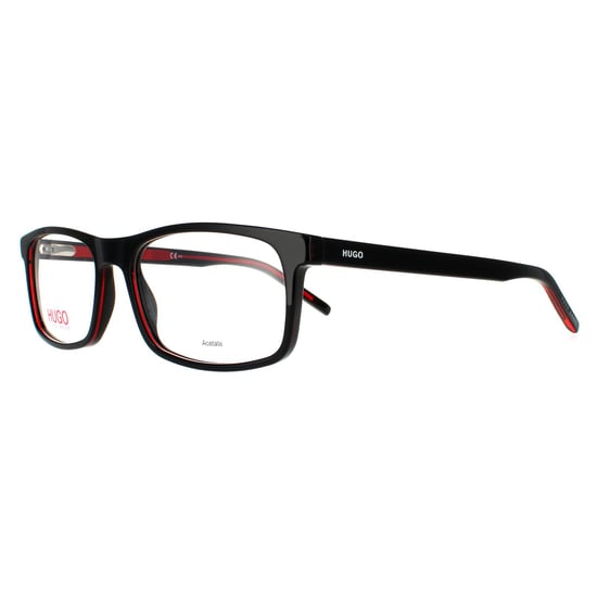 Hugo by Hugo Boss Rectangular Mens Black Red Glasses