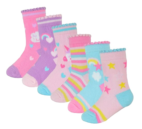 Set van 6 babysokken van katoen met eenhoorndesign voor meisjes - Eenhoorn - Image 1