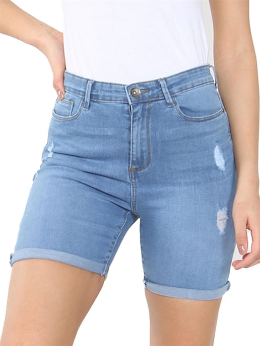 Enzo | Womens Ripped Denim Shorts - Lichtblauw - Image 4