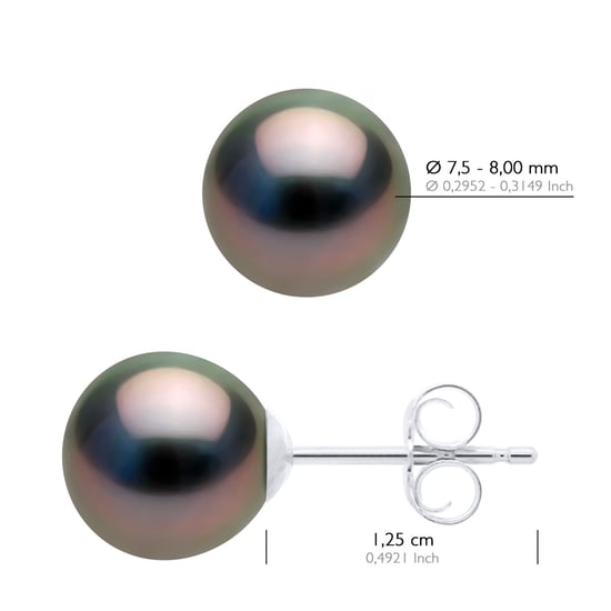 Oorbellen Wit Goud 375 - Echte Gecultiveerde Tahiti Parel Semi Rond 7,5-8 mm - Image 2