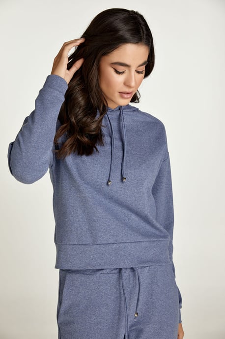 Indigo gemêleerd Hooded Sweatshirt - Image 1