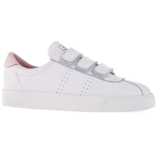 Superga Unisex 2870 Sport Club S Leather 3 Touch Fastening Trainers voor volwassenen (Wit/Lichtroze) - Image 1