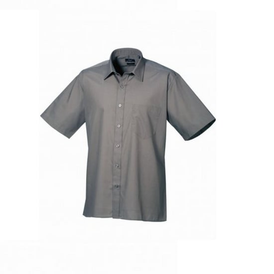 Premier Mens Short Sleeve Poplin Shirt (Dark Grey)