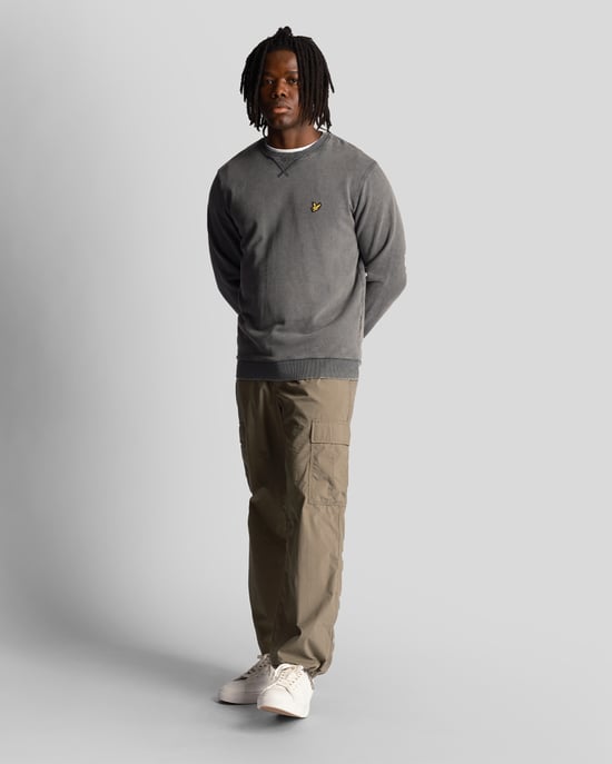 Lyle & Scott Gewassen Rundhals Sweatshirt in Zwart - Image 2