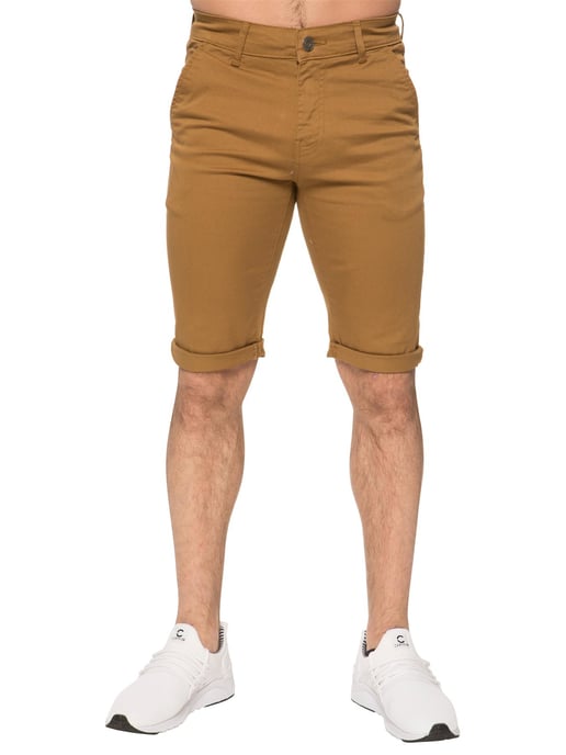 Enzo | Heren slim-fit stretch chinoshort - bruin - Image 1