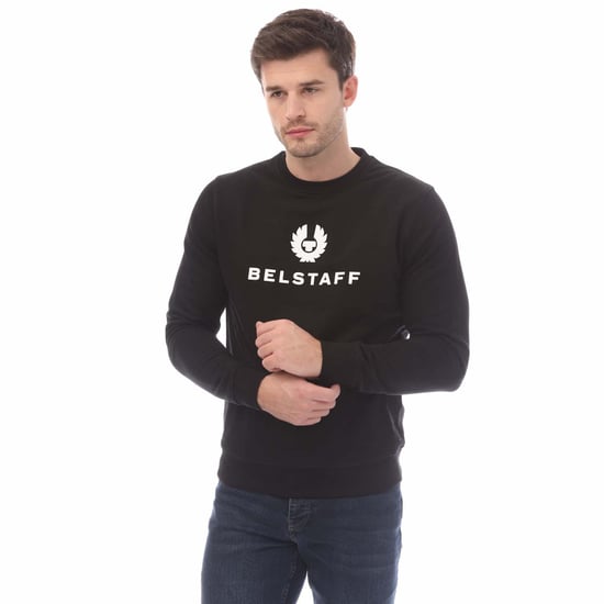 Heren Belstaff Signature Crewneck Sweatshirt in Zwart-Wit - Image 1