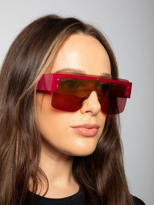 Oversized Flat Top Sunglasses with Mirrored Lens