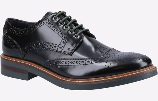 Base London Woburn Leren Heren Zwarte Brogues Schoenen - Image 2