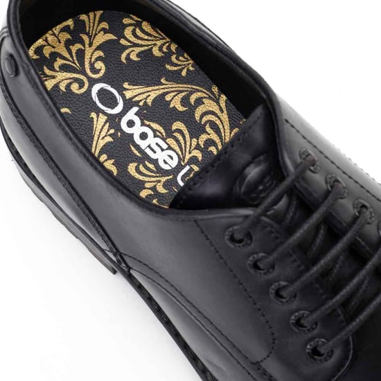 Base London Mens Halsey Waxy Black Derby Shoe
