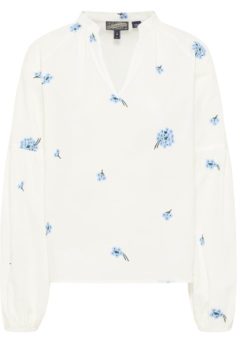 Dreimaster Tuniek Dames Wol Wit Blauw - Image 1