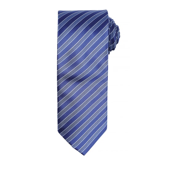 Premier Heren Dubbel Streep Patroon Formele Zakelijke Stropdas (NAVY/BLAUW) - Image 1