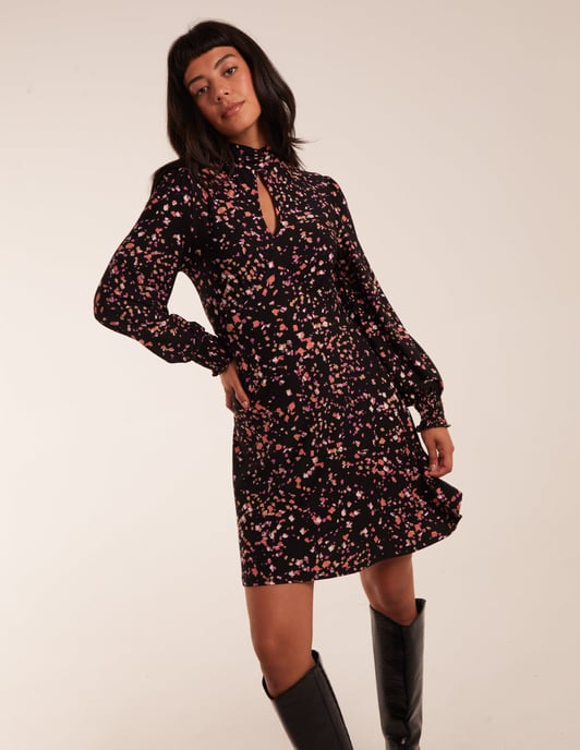 High Neck Keyhole Mini Dress - Image 3