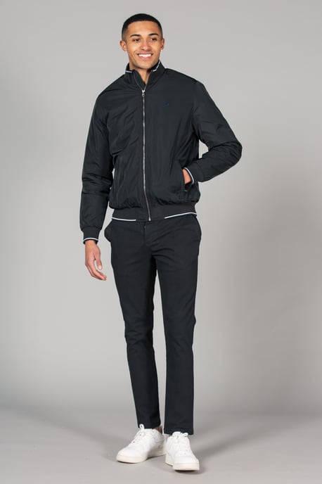 Black Funnel Neck Zip Jacket
