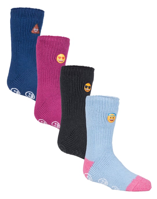 Heat Holders - Kinderen 4 paar nieuwigheid Emoji-sokken - Emoji Mix - Image 1