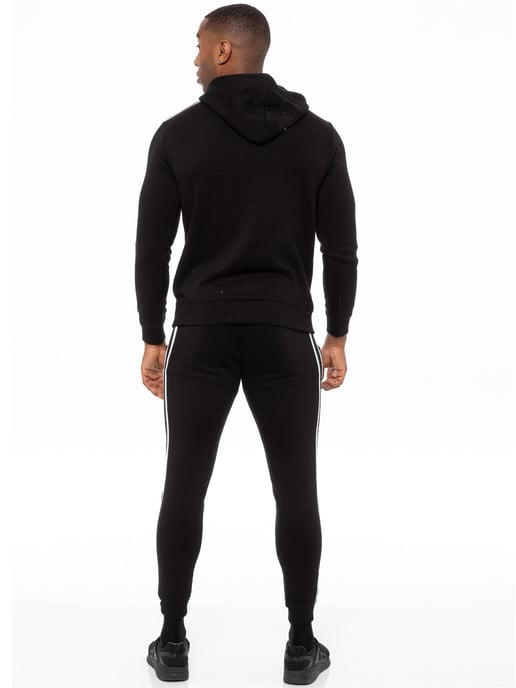 Enzo | Heren Zip Up Tape Hoodie Tracksuit Set - Zwart - Image 2