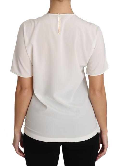 Dolce & Gabbana Dames Witte Zijden Stretch #dgfamily T-shirt - Image 3