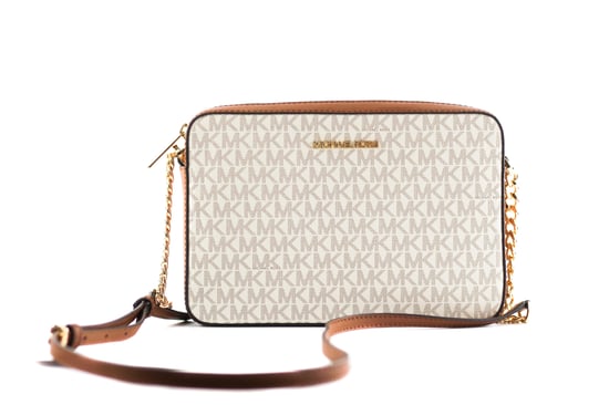 Michael Kors Dames Jet Set Grote Oost-West Saffiano Leren Schoudertas Handtas (Vanilla Signature) - Image 1