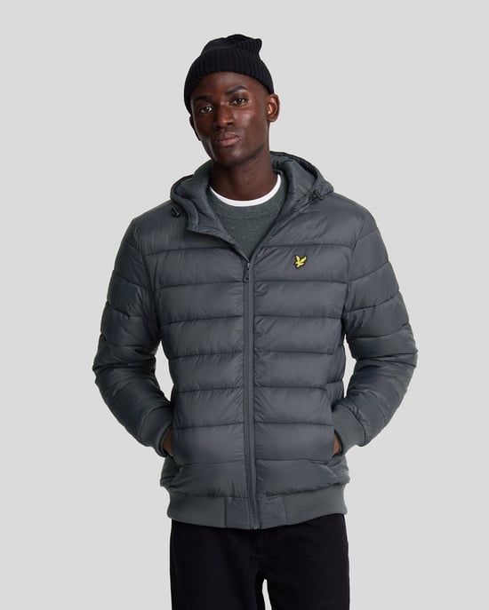 Lyle & Scott merk gunmetal grijs gewatteerd jack met capuchon - Image 1