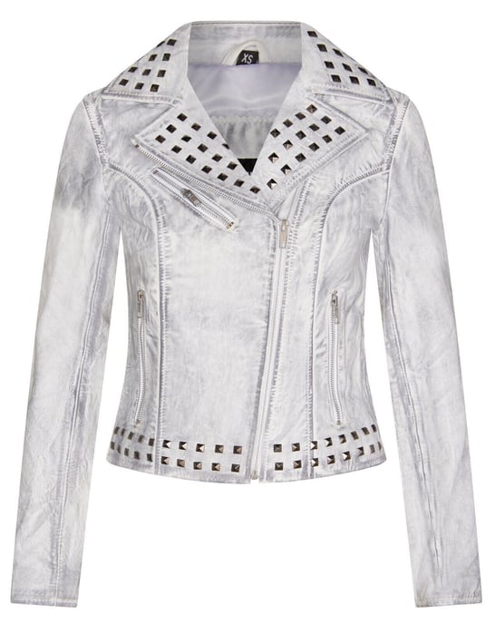 Womens Gothic Biker Leather Jacket with Studs-Bilbao