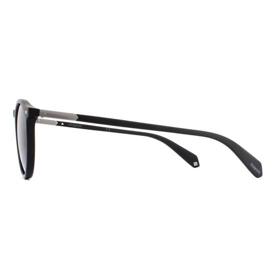 Polaroid Round Mens Matte Black Grey Polarized Sunglasses