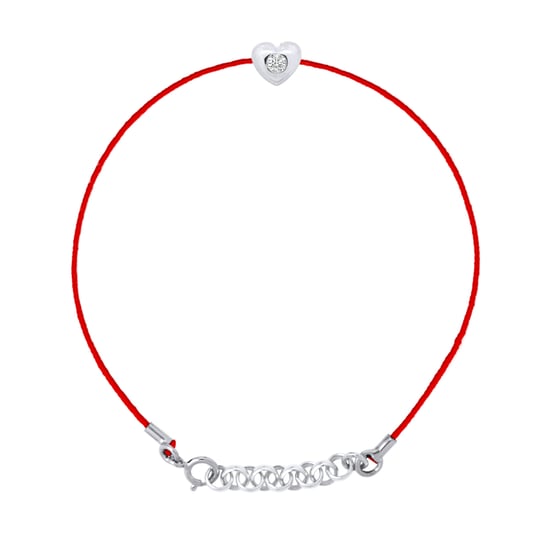 DIADEMA - Bracelet - Red Nylon - Heart - Real Diamond